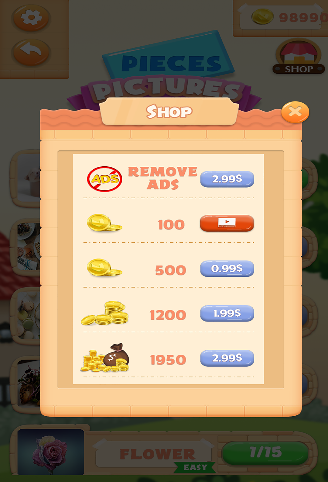 Pieces Pictures Game Screenshot