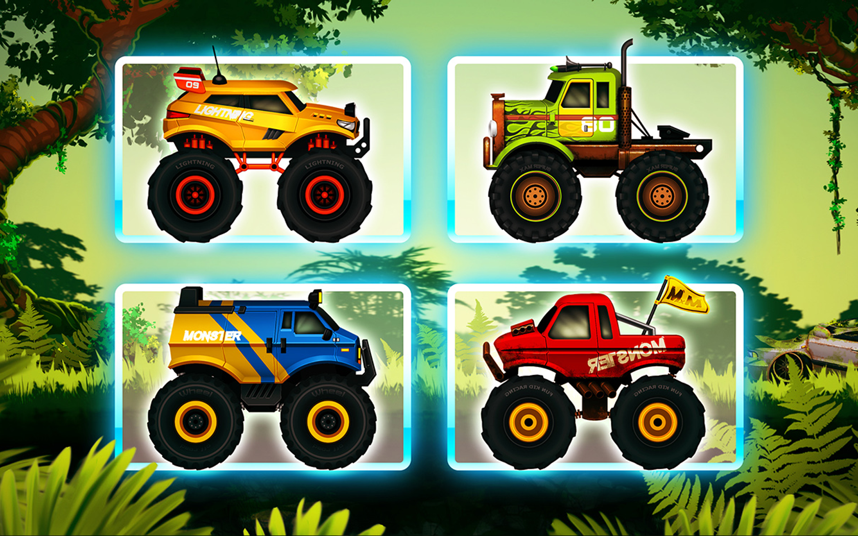 Jungle Monster Truck Kids Race Game Screenshot