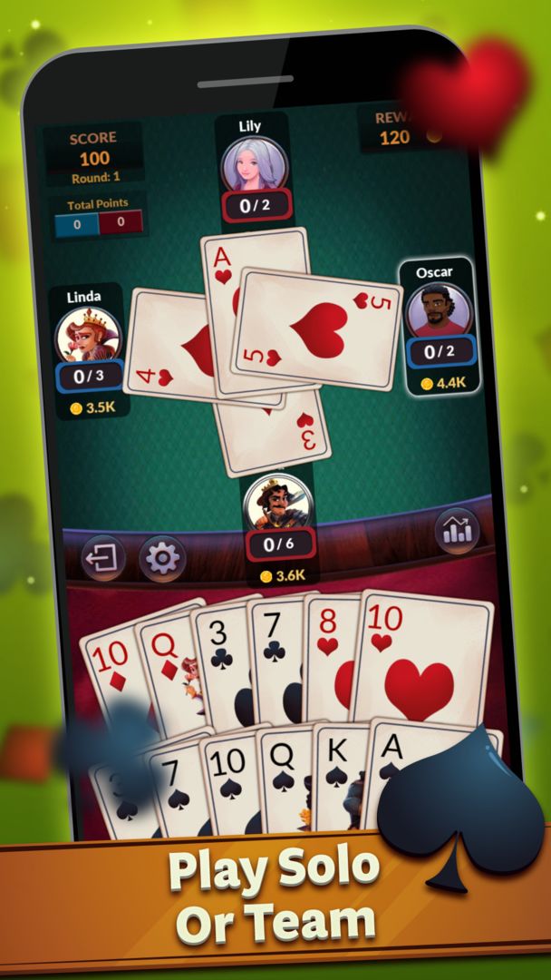 Screenshot of Spades - Offline Card Games