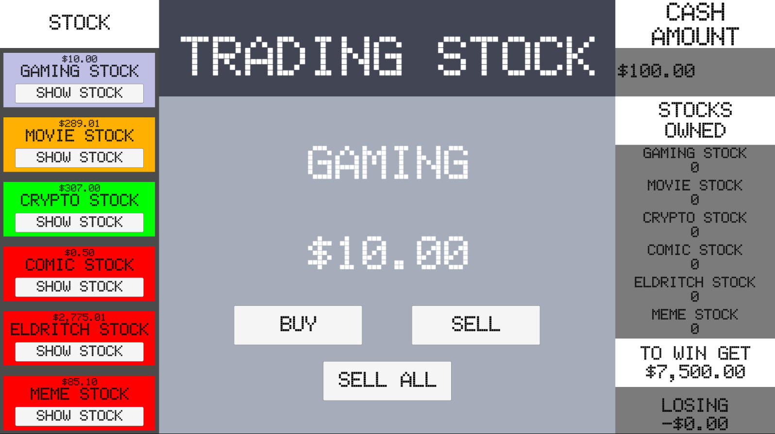 Screenshot 1 of โปรแกรมจำลองการซื้อขายหุ้นอย่างง่าย 