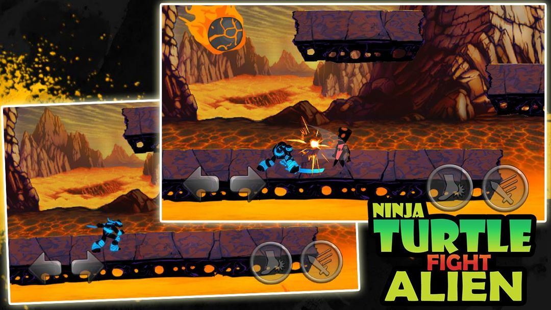 Turtles and Ninja fight Alien screenshot game