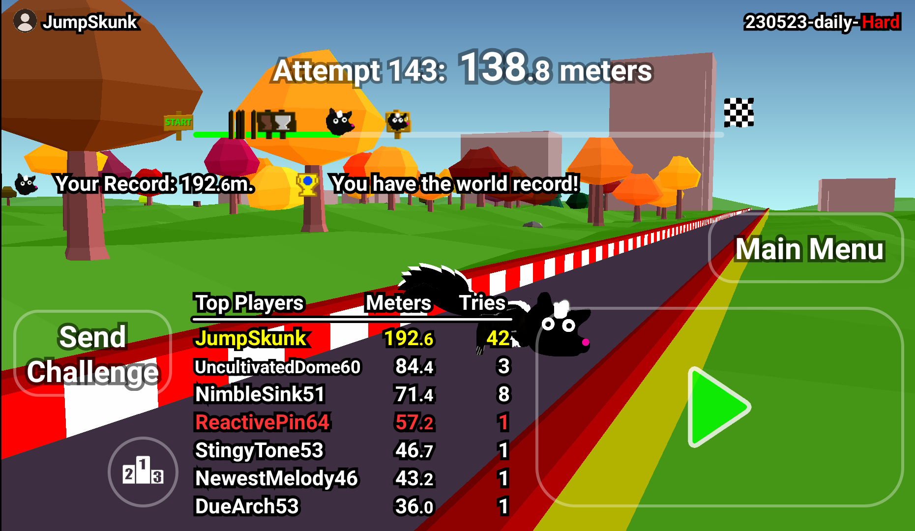 Jump Skunk - Animal Dash Game Screenshot