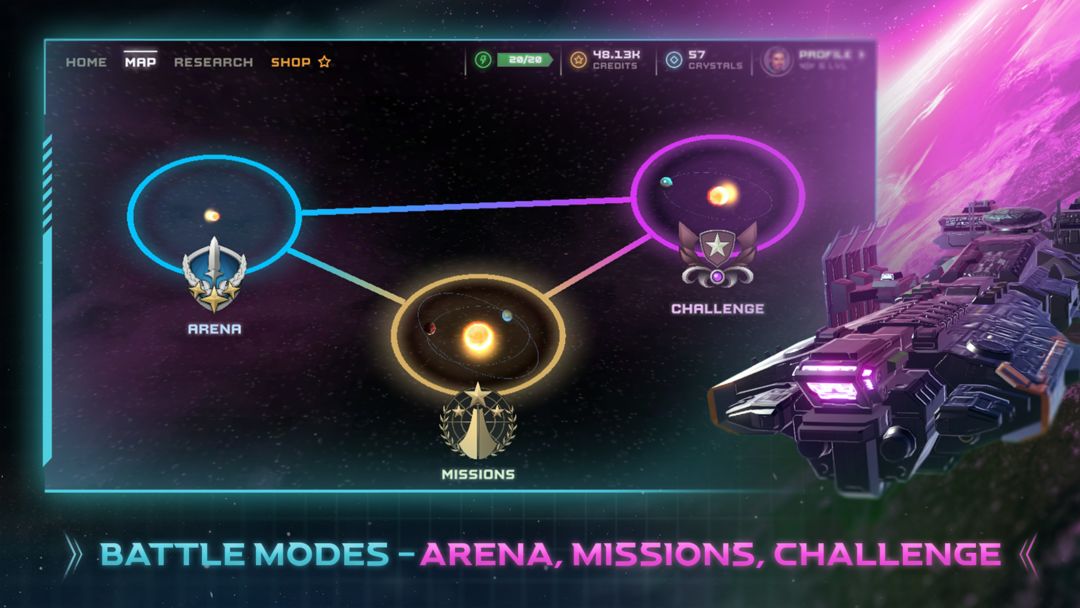 Galaxy Arena Space Battles ภาพหน้าจอเกม