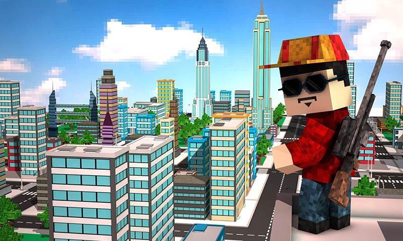 Blocky City Sniper 3D ゲームのスクリーンショット