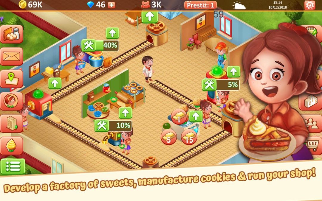Idle Sweet Bakery - Cakes Factory 게임 스크린 샷