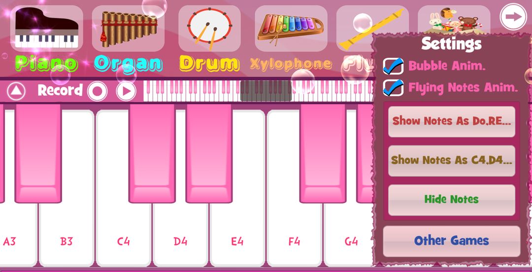 Pink Piano screenshot game