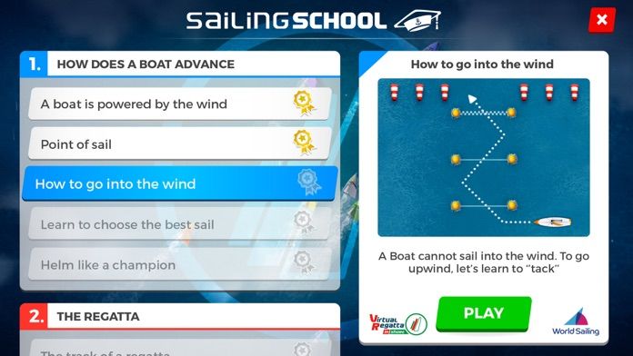 Screenshot of Virtual Regatta Sailing School