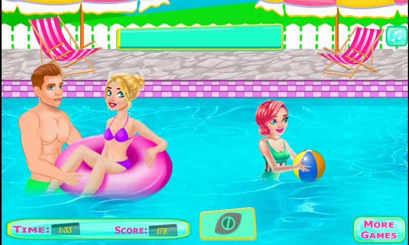 Adorable Couple Pool Kiss ภาพหน้าจอเกม