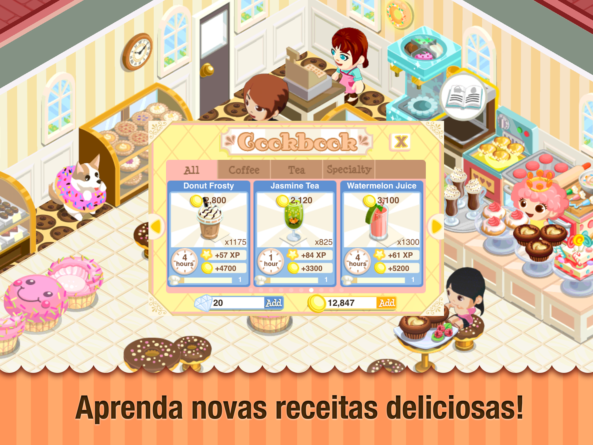 Captura de Tela do Jogo Bakery Story: Cats Cafe