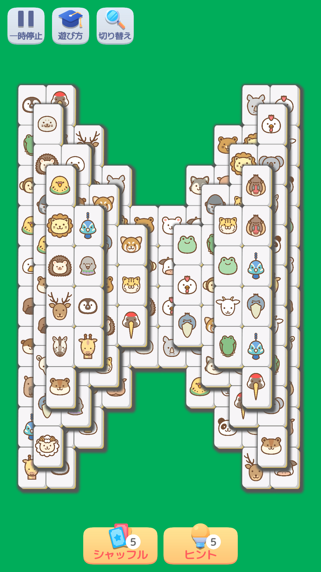 どうぶつ麻雀ソリティア: 記憶力,脳トレ Game Screenshot