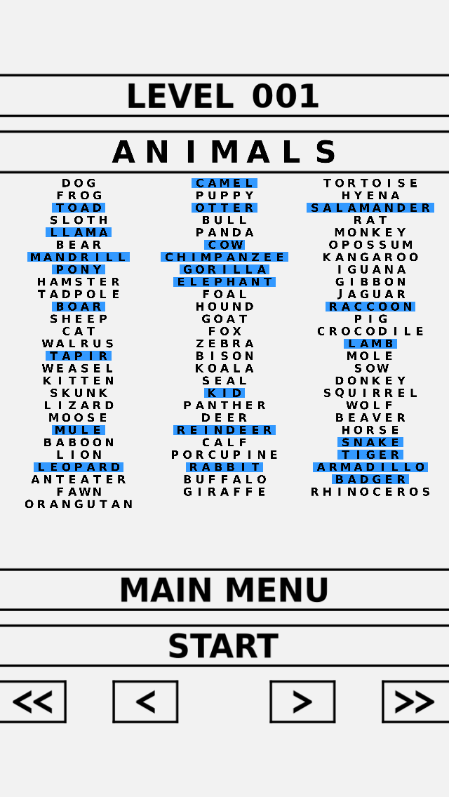 Simple Word Search Game Screenshot