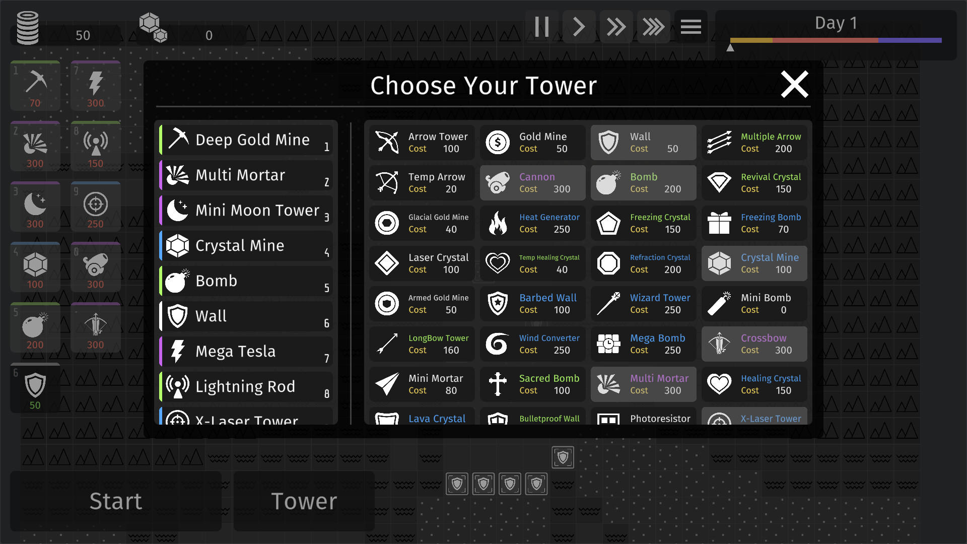 Screenshot 1 of Minimalist Tower Defense - การป้องกันหอคอยที่เรียบง่าย 