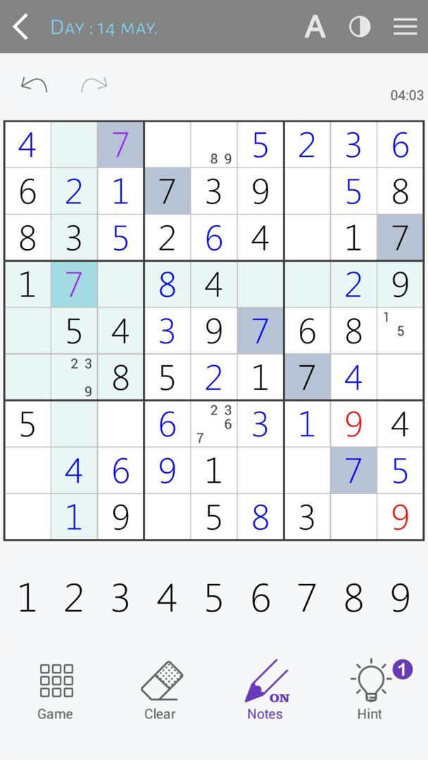 Screenshot of Sudoku classic