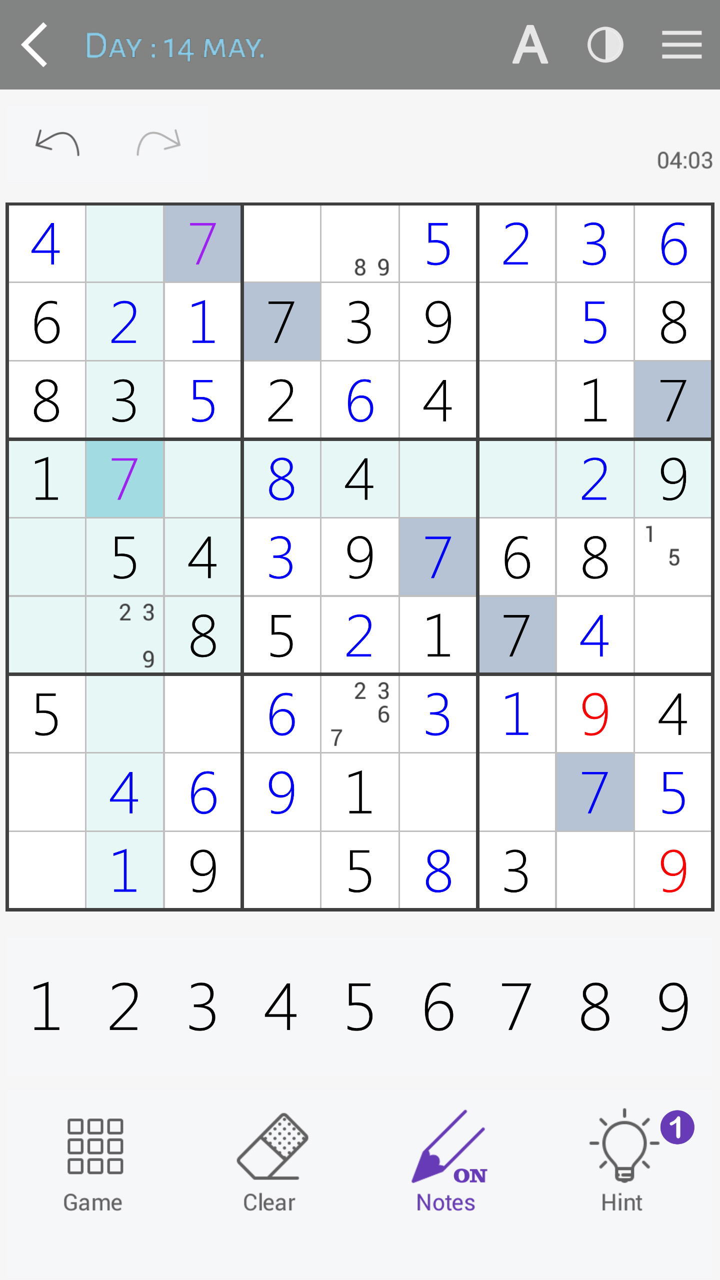 Cuplikan Layar Game Sudoku classic