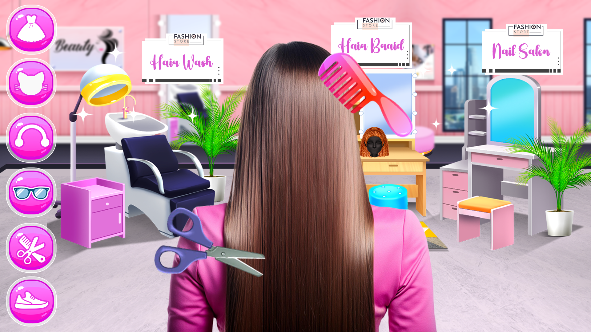 Realistic Girl Hair Salon Game Screenshot