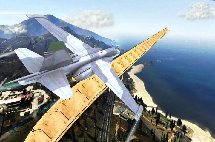 Screenshot 1 of Jet Airplane on Mega Ramp: Mid Air Flying Stunts 1.0