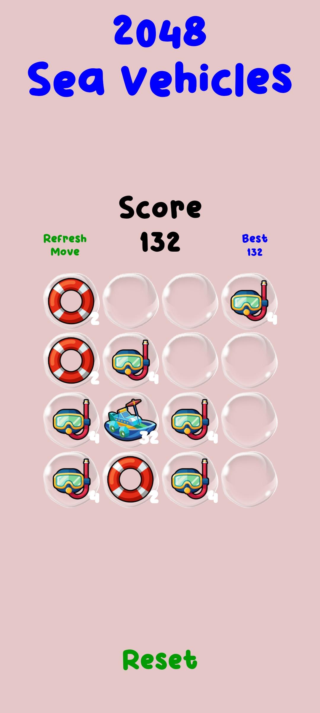 2048 Sea Vehicles Game Screenshot