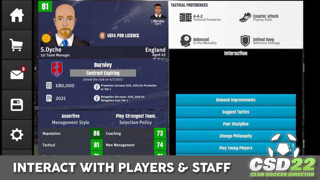 Screenshot of Club Soccer Director 2022