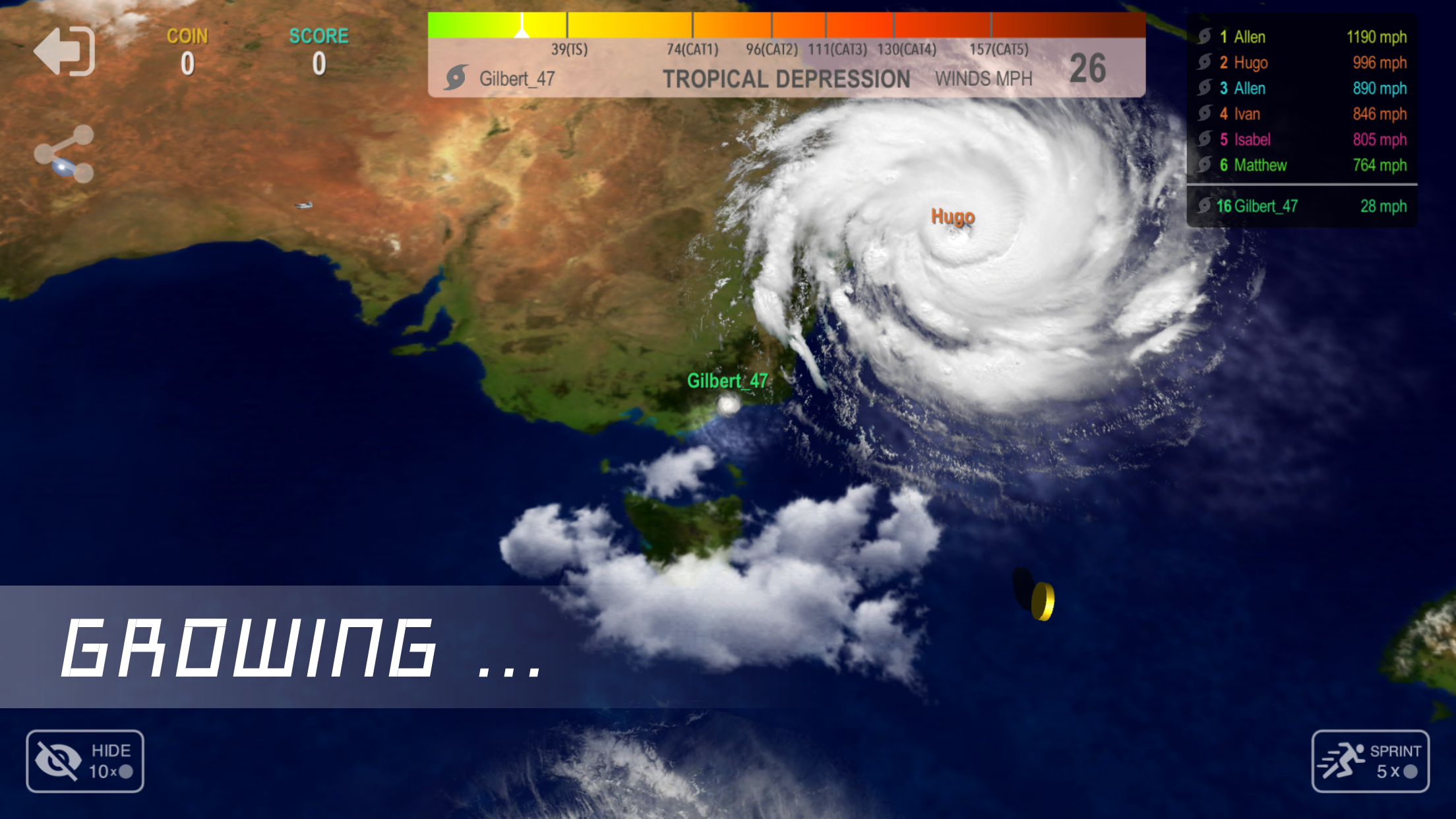 Screenshot 1 of ハリケーン.io - 巨大台風に成長 2025