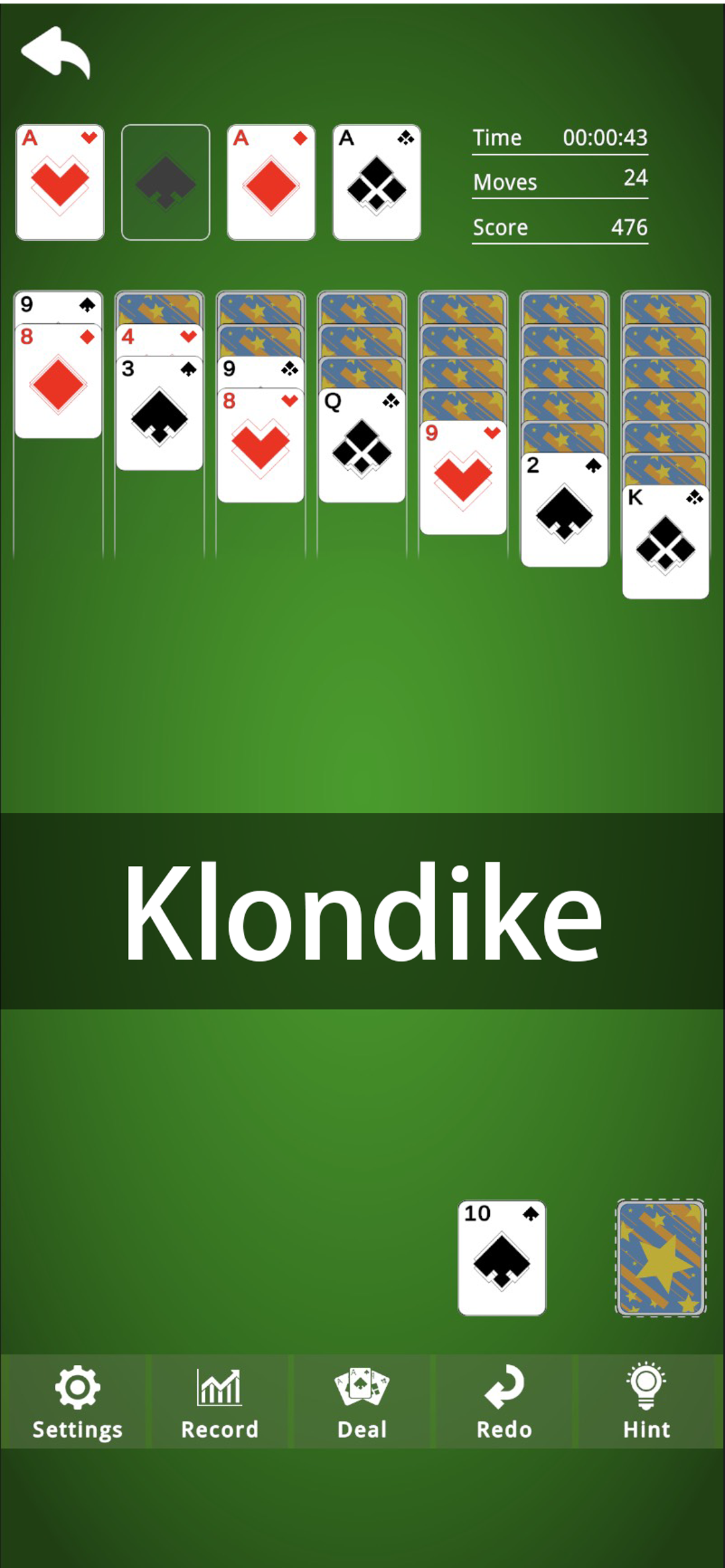 Screenshot of Solitaire card game collection
