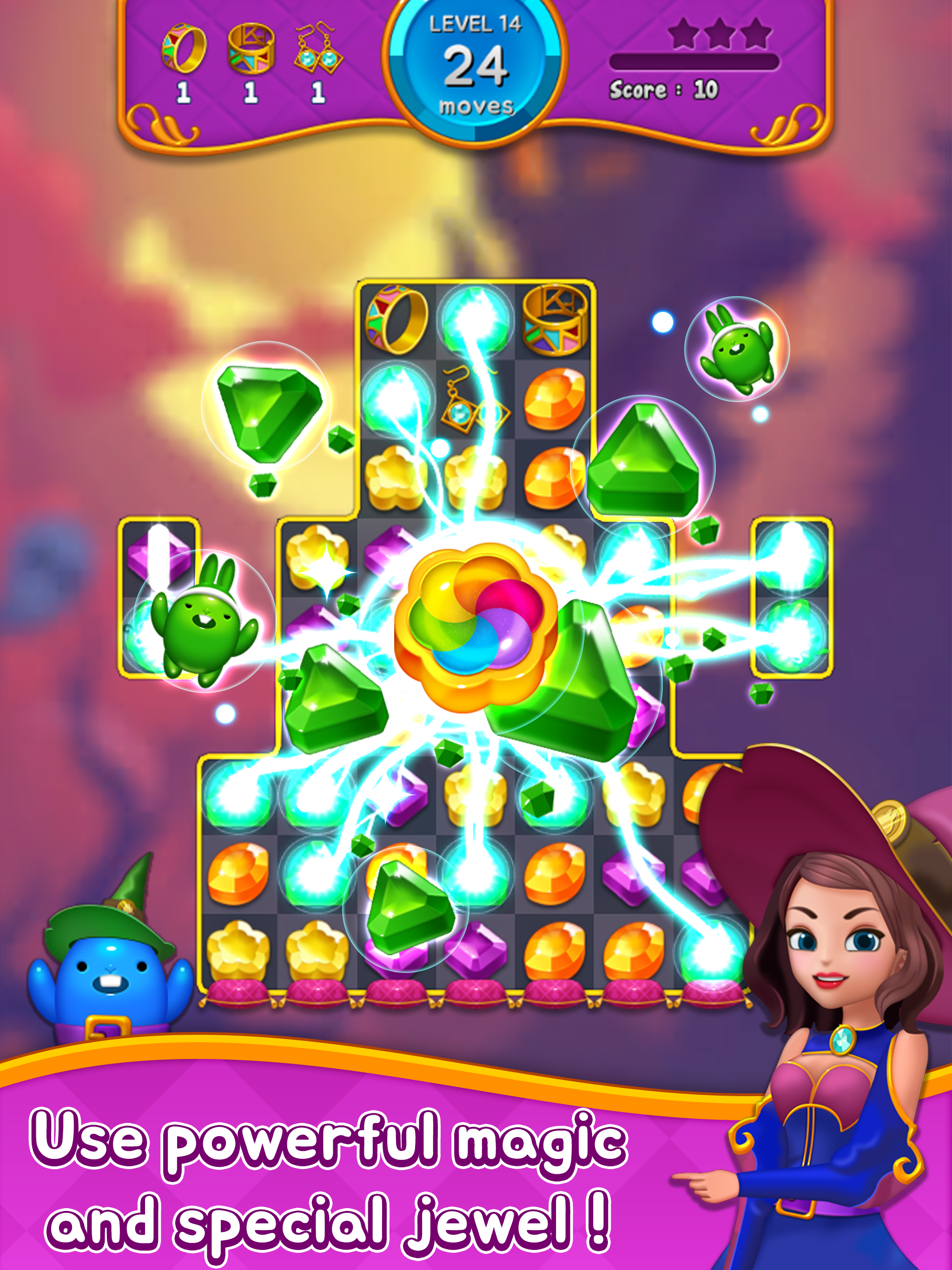 Jewel Witch - Match 3 Game Game Screenshot