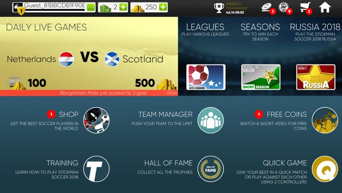 Stickman Soccer 2018 screenshot game