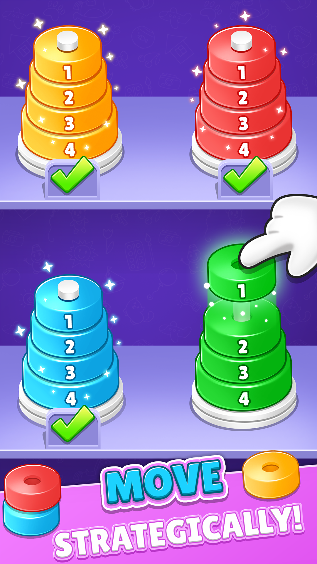 Hanoi Tower - Color Sort 3d Game Screenshot