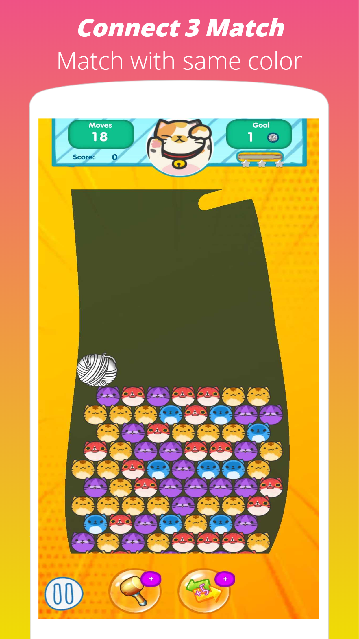 Screenshot 1 of Wiggle Cat - Permainan Connect Match 3 Percuma 
