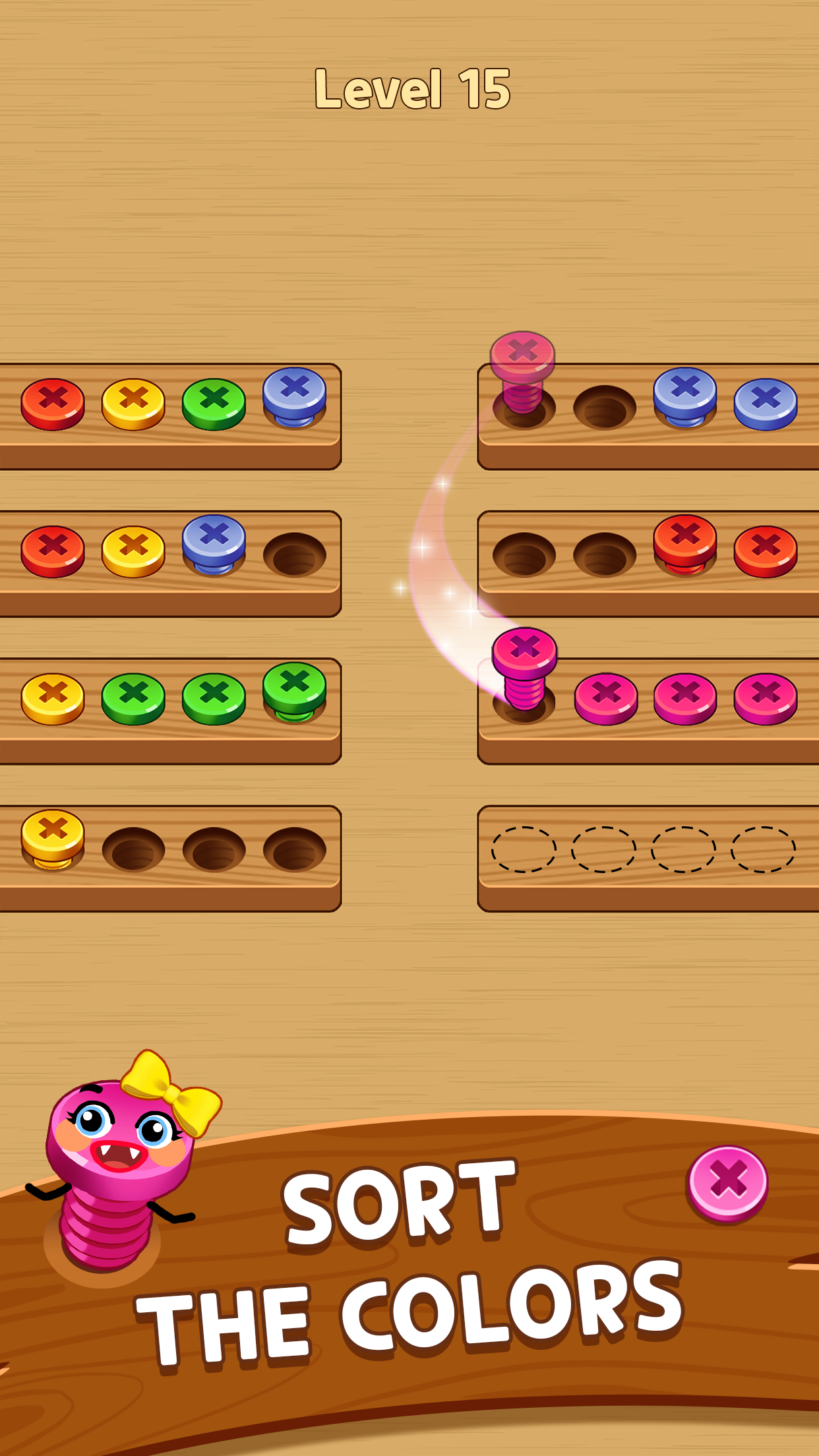 Wood Screw Color Sort Puzzle Game Screenshot