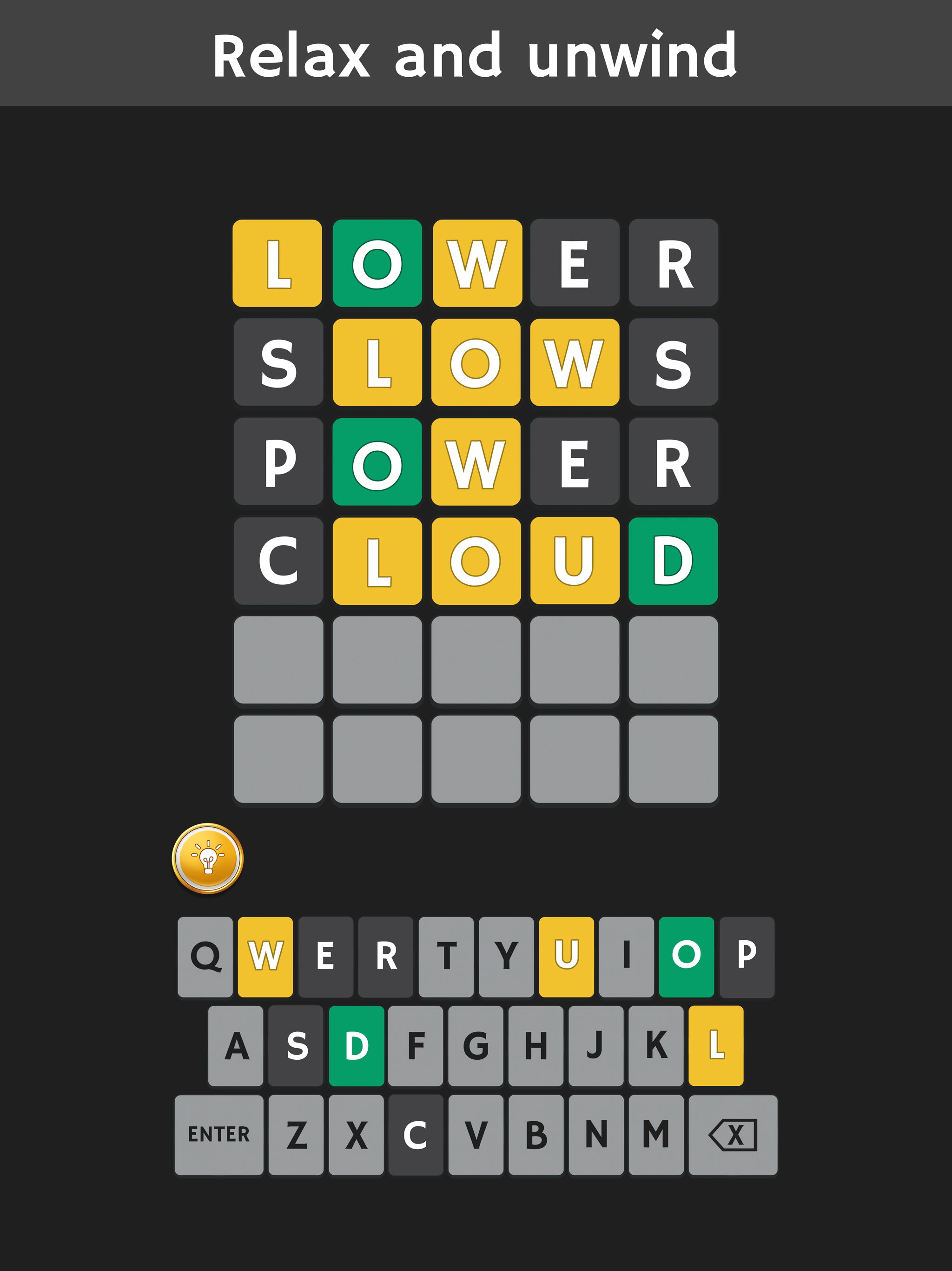 Wordless: A novel word game screenshot game