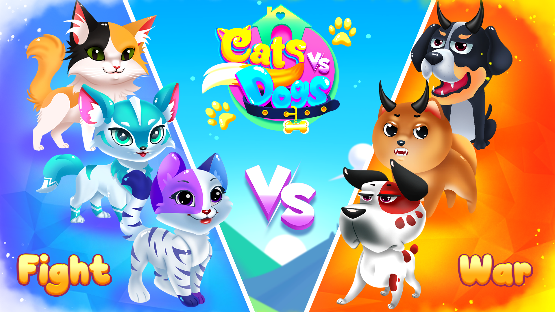 Cats vs Dogs Merge Animals Game Screenshot