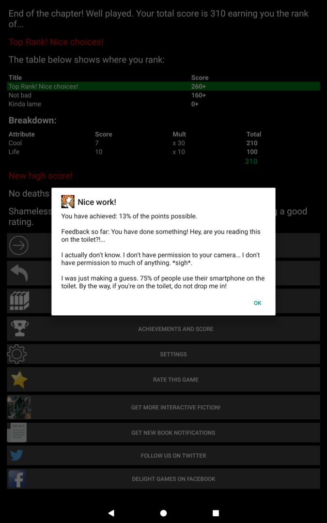 Screenshot of Noble Man (Text Adventure RPG)