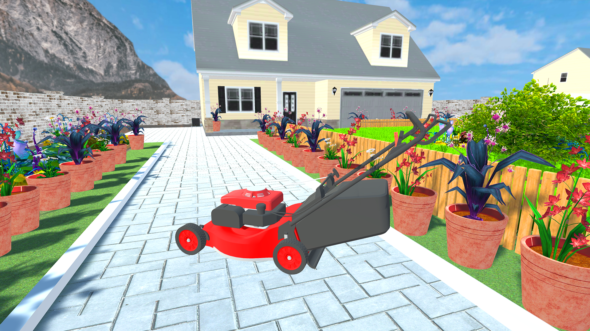 Screenshot of Lawn mowing simulation game