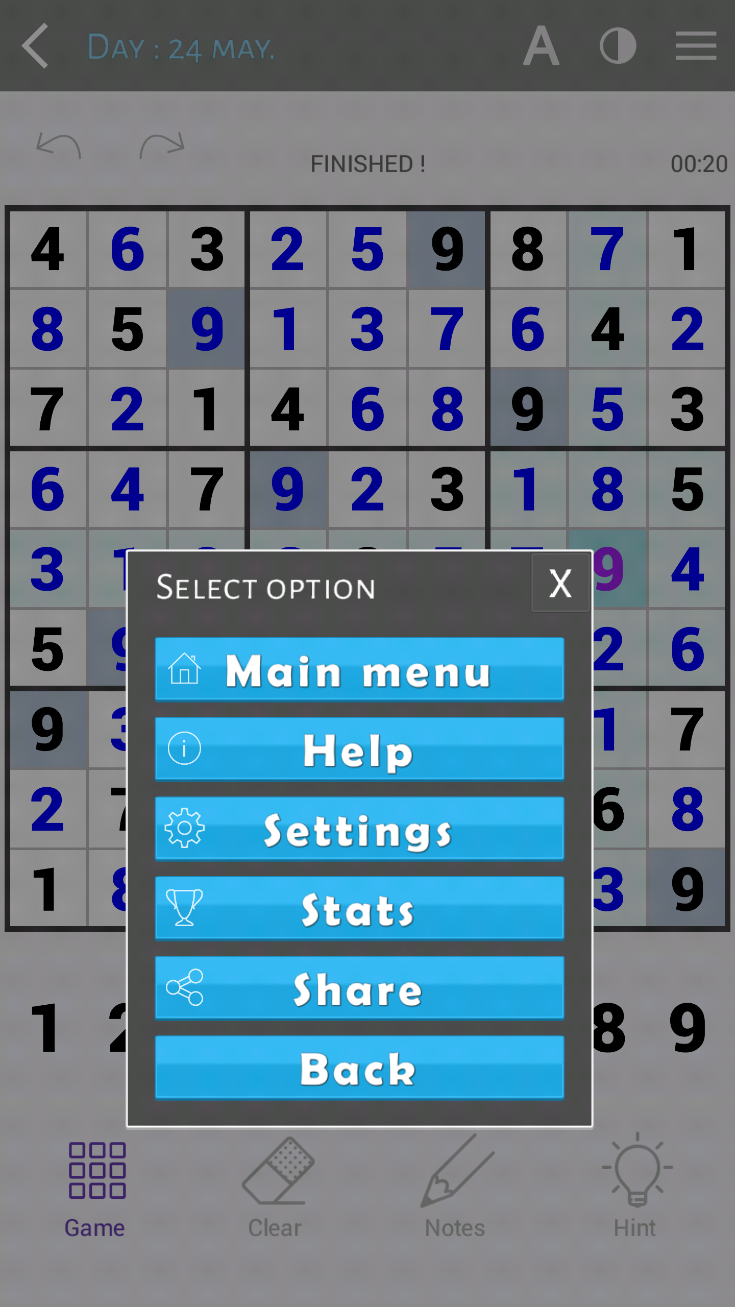 Cuplikan Layar Game Sudoku classic