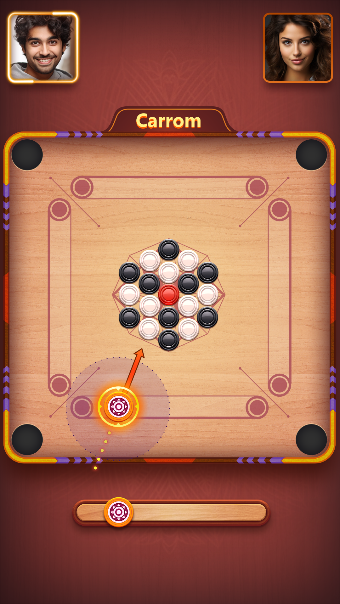 Carrom Plus-Disc Board Game Game Screenshot