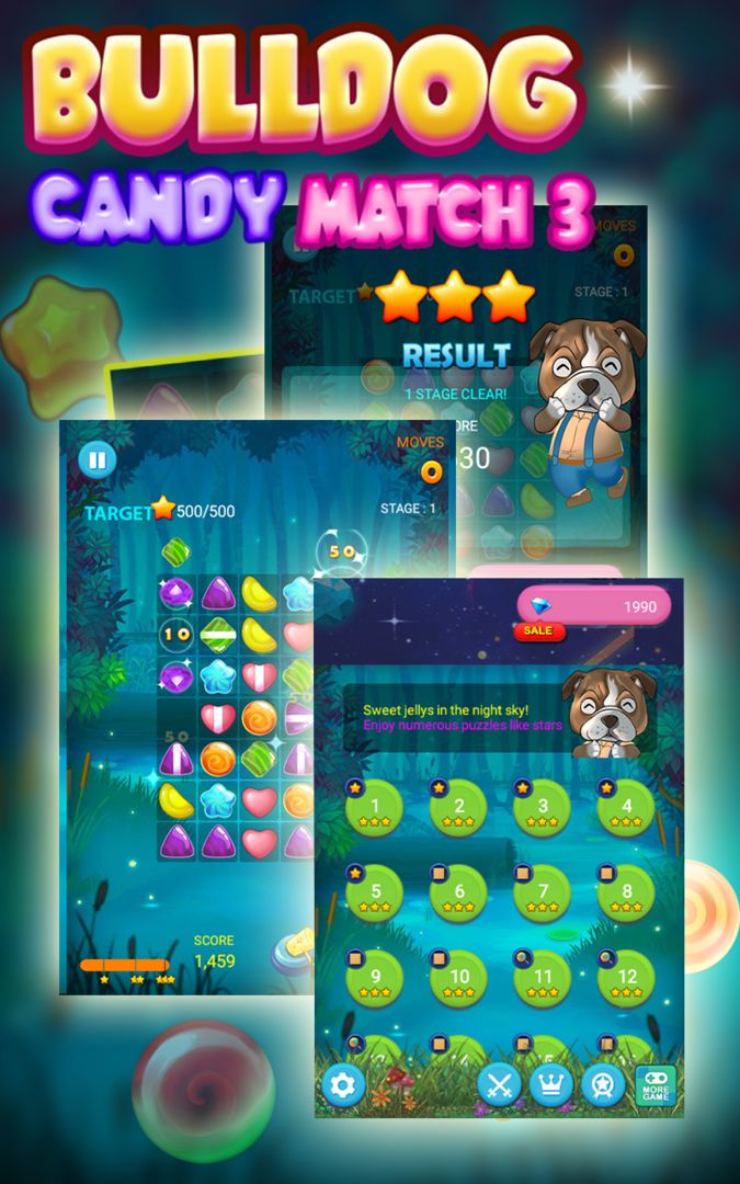 Screenshot of French Bulldog Candy Match 3