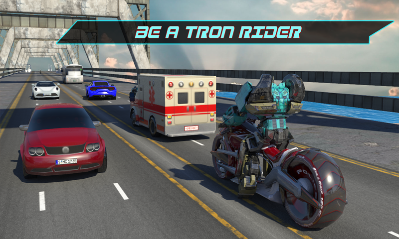 Futuristic Robot Tron Rider Game Screenshot