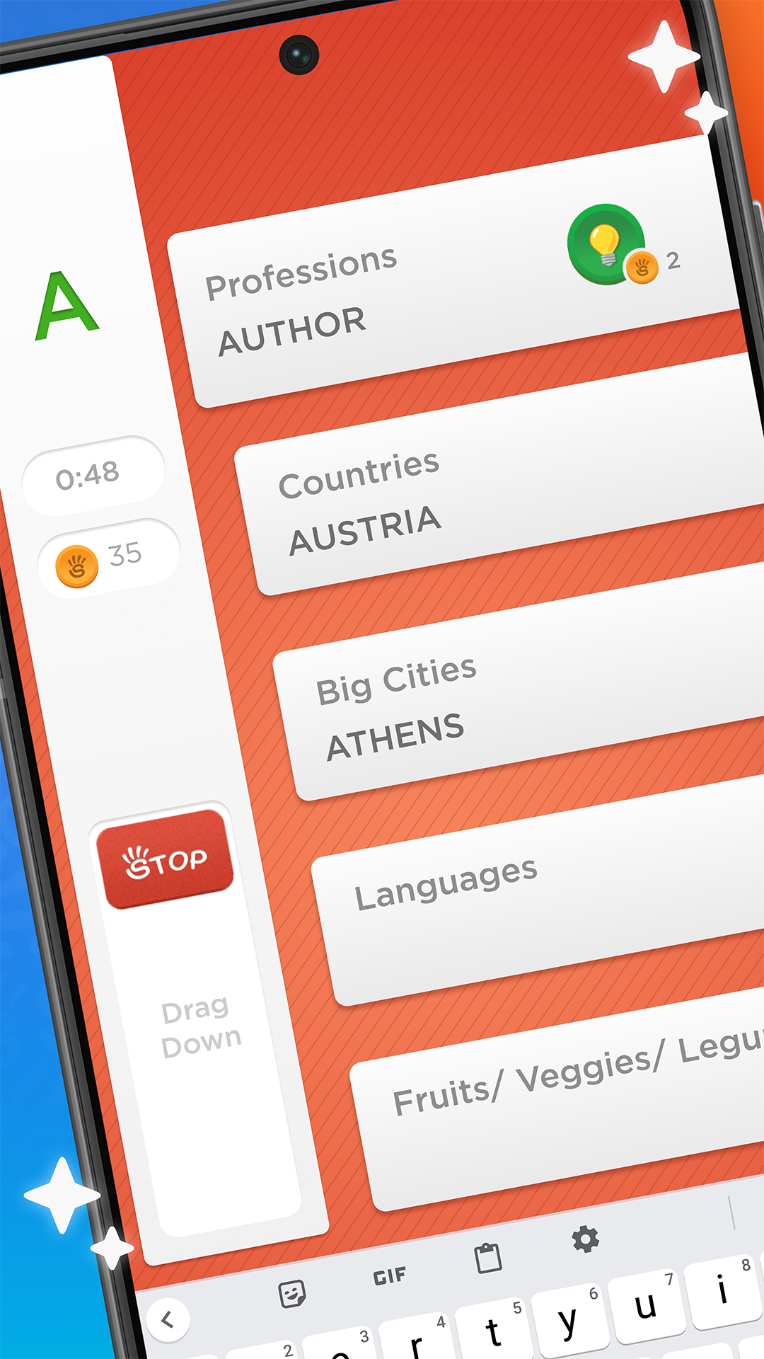Stop - Categories Word Game Game Screenshot