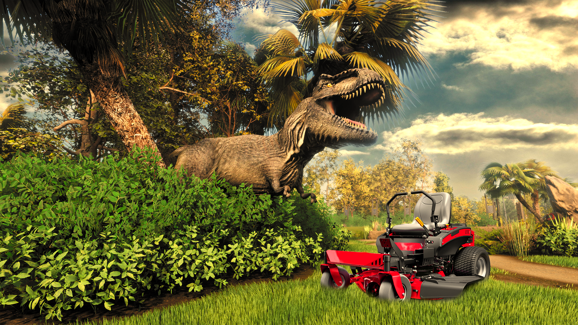 Mowing Simulator - Dino Safari Game Screenshot