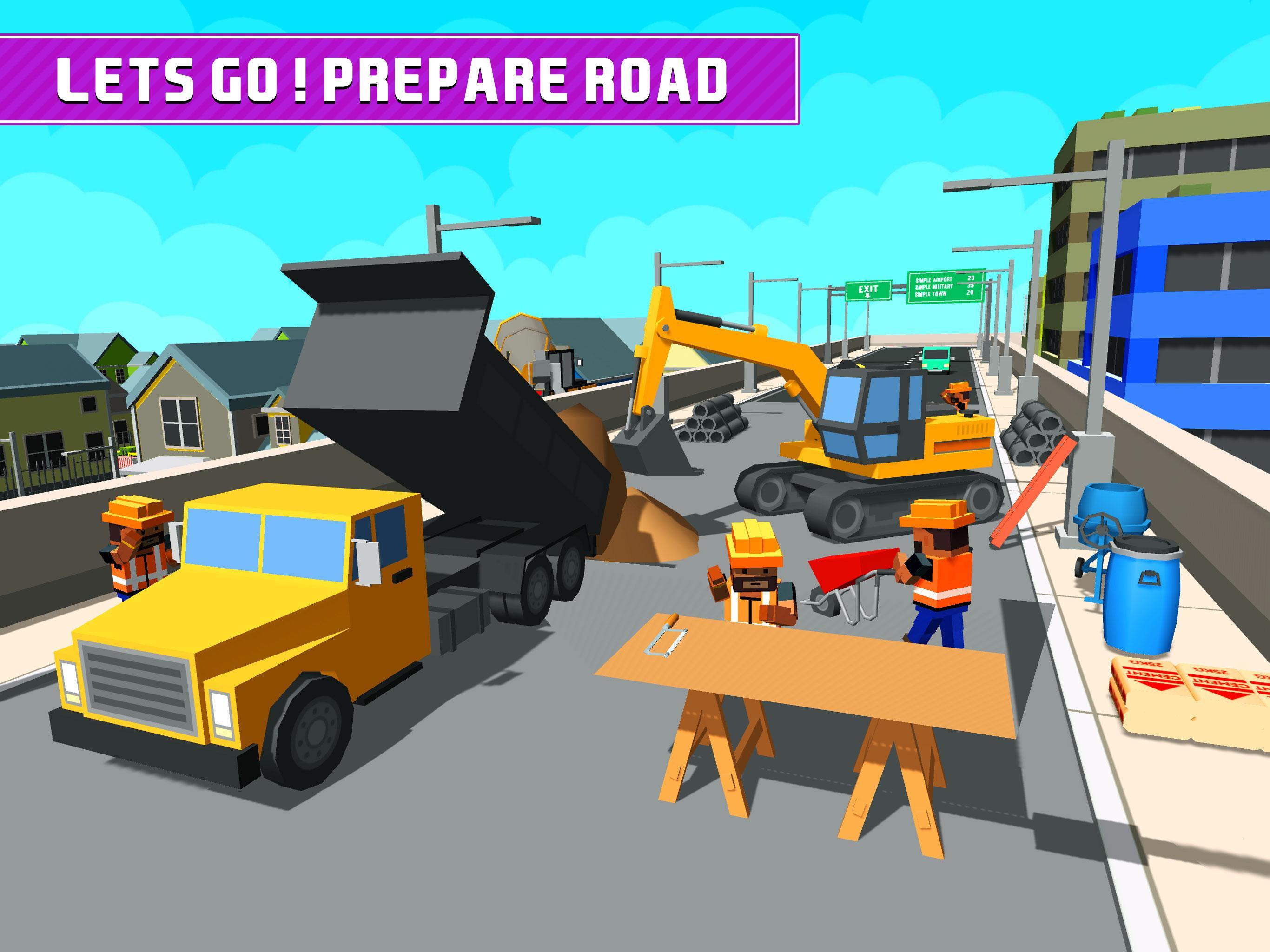 Blocky Highway Road Building Game Screenshot