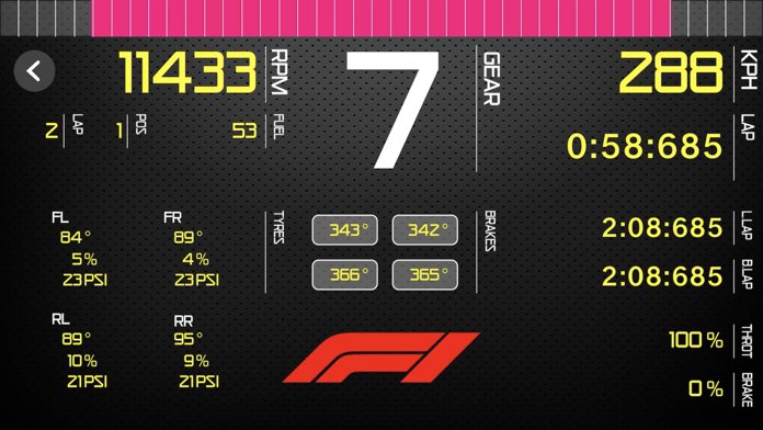 Screenshot 1 of Sim Racing Dash para F1 2019 