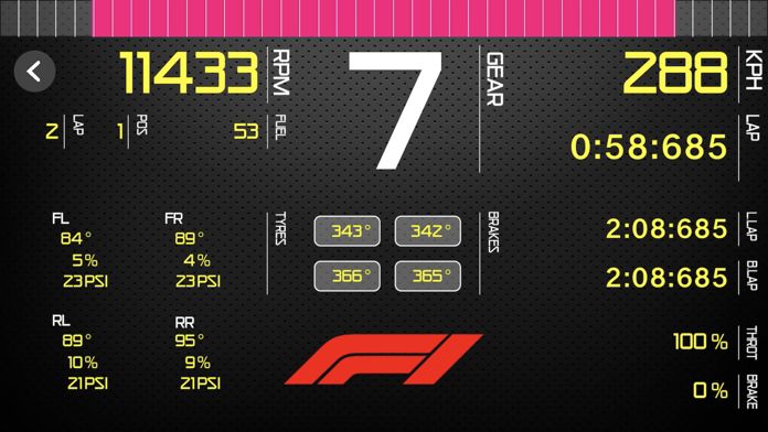 Screenshot 1 of Sim Racing Dash for F1 2019 