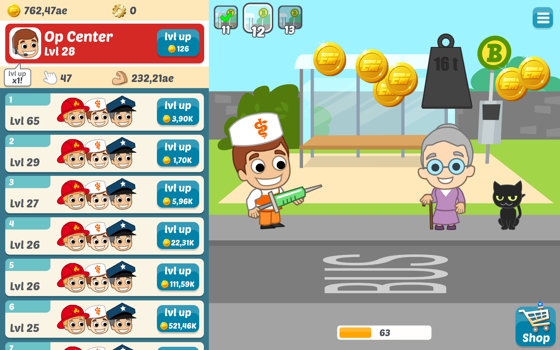 EMERGENCY Idle Tycoon – Granny, Cat & Thief Game Screenshot