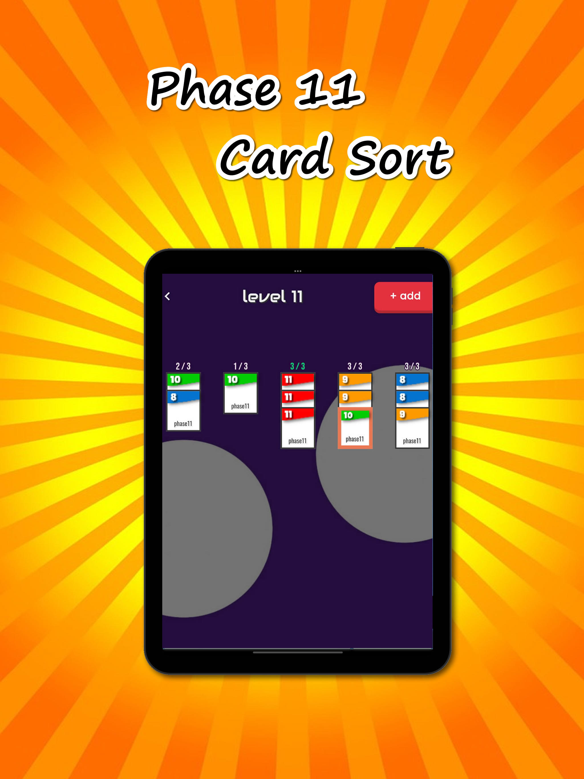 Phase 11: Card Sort, Strategy Game Screenshot