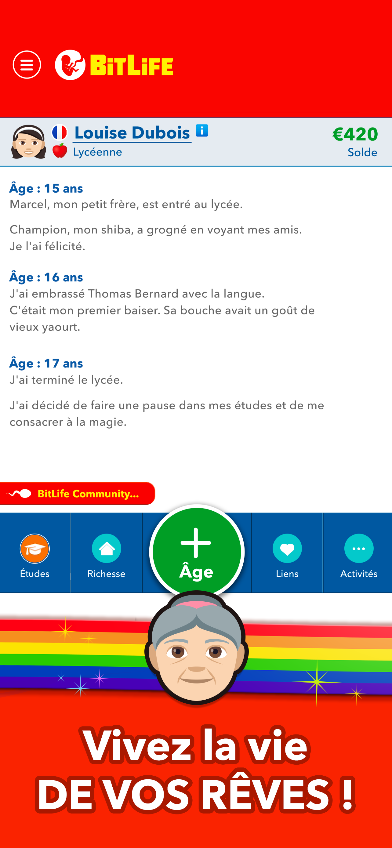 Screenshot of BitLife Français