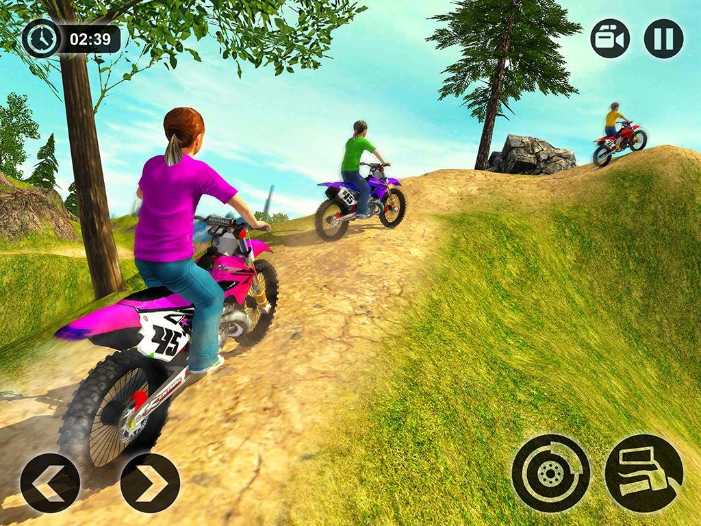 Kids Downhill Mountain Motorbi Game Screenshot