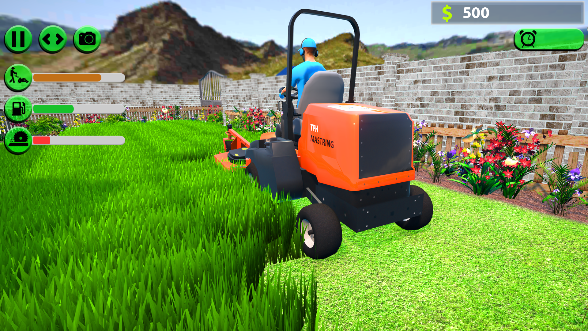 Screenshot of Lawn mowing simulation game