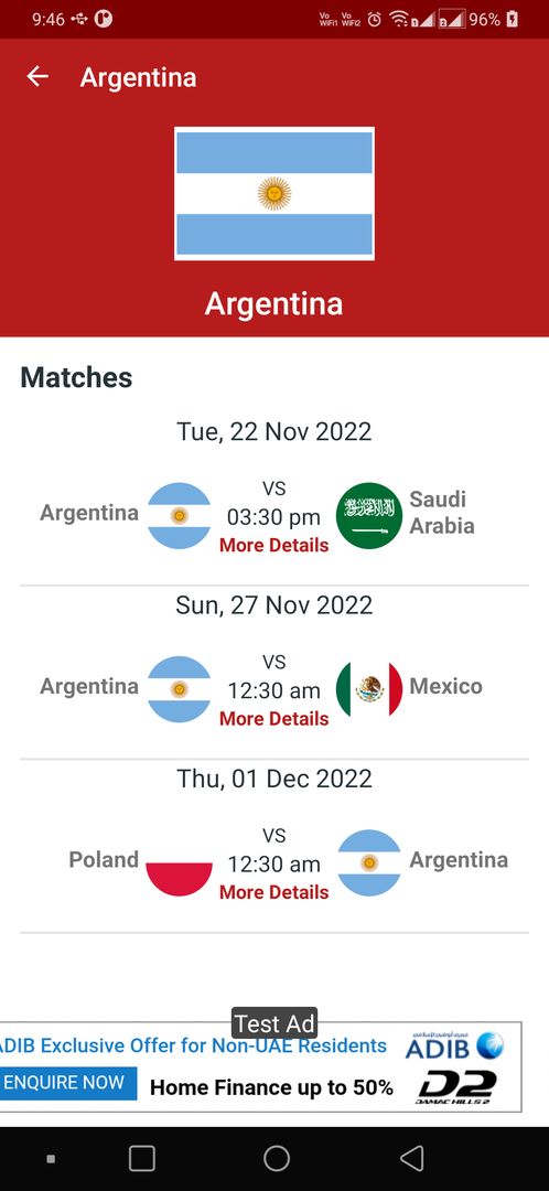 Screenshot of Football World Cup 2022 Scores