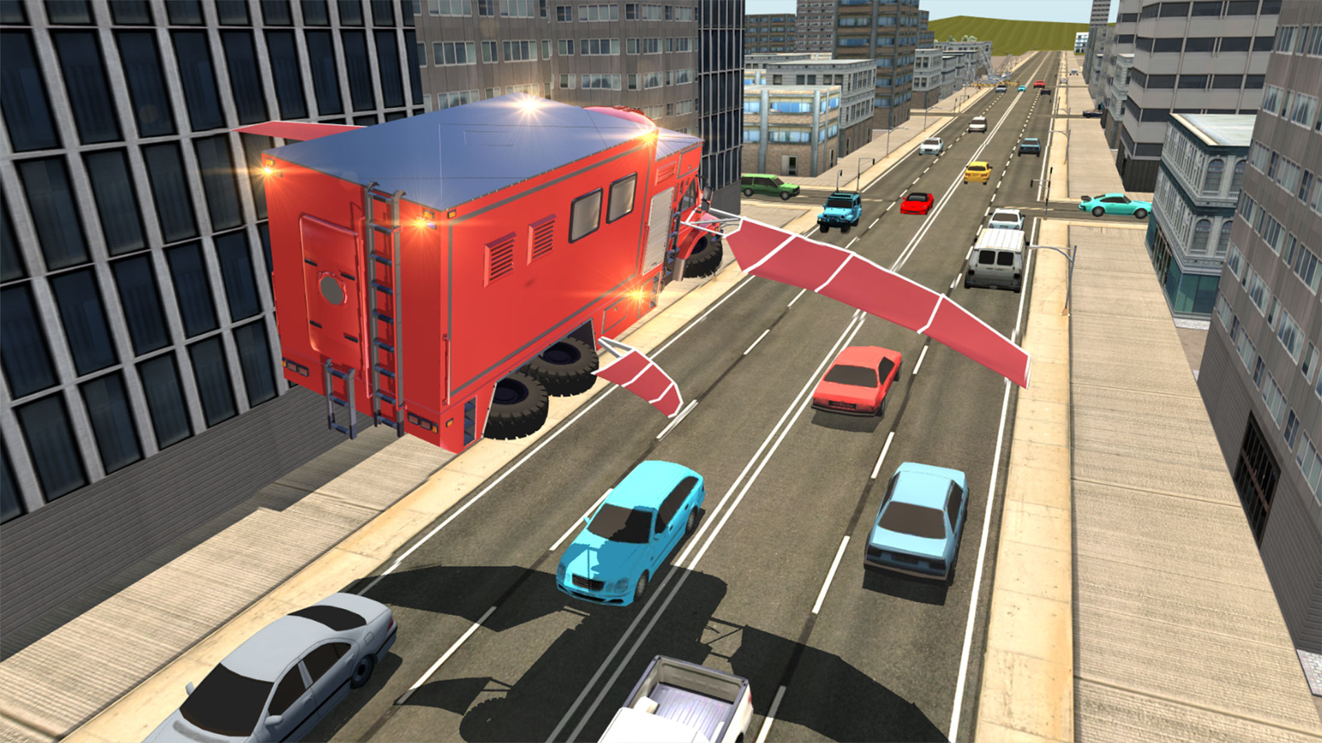 Fire Truck Flying Car Game Screenshot