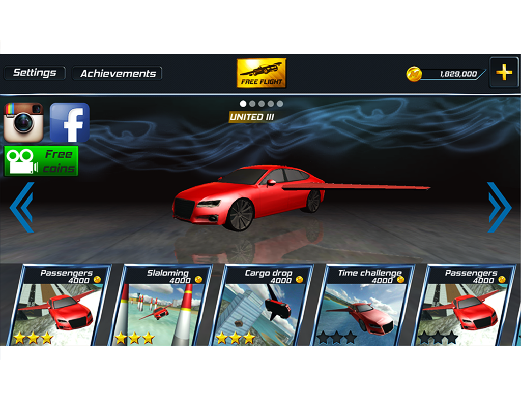 Captura de Tela do Jogo Flying Car Flight Simulator 3D